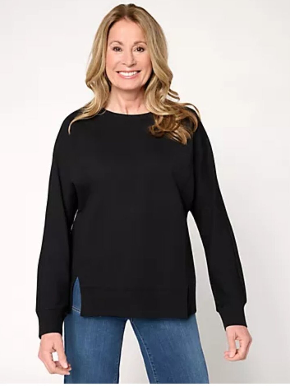 Belle by Kim Gravel French Terry Topstitched Double Vent Top - Size: Small - NIP